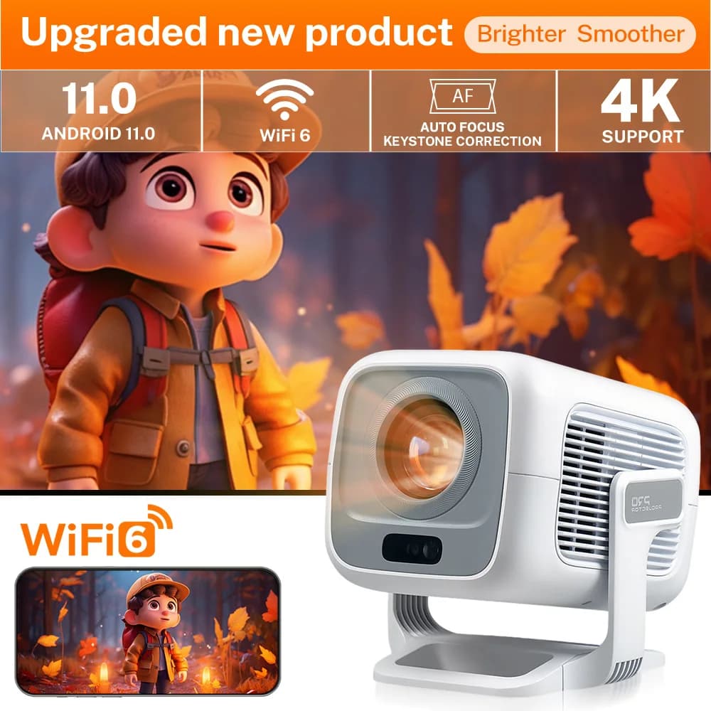 Proiettore LnyCast nativo 1080P 350ANSI 4K Ultra HD 4500 lumen Dual Wifi6 BT 5.4 Android 14 Home Theater Cinema Proiettori X3AQ
