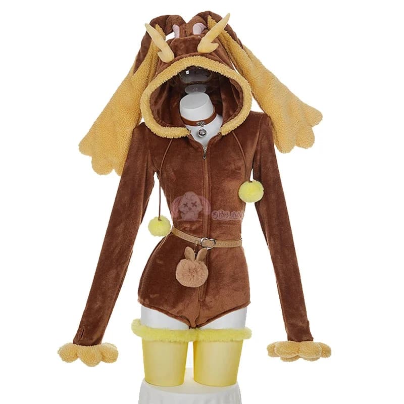 Anime Lopunny Costumi Cosplay Donna Sexy Tuta con cappuccio Calzini Abito Cartoon Flanella Kawaii Pigiama Tuta Abiti di Halloween