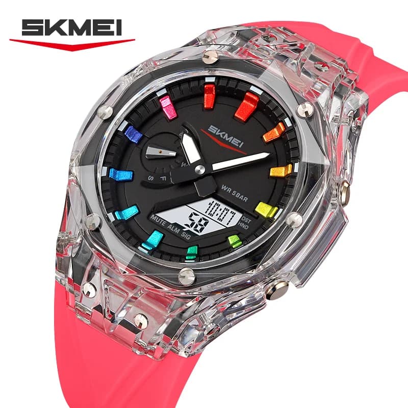 SKMEI 2411 Orologio elettronico Orologio da polso da uomo sportivo di moda Risparmio della luce diurna Conto alla rovescia Orologio digitale Impermeabile 5 Sveglie