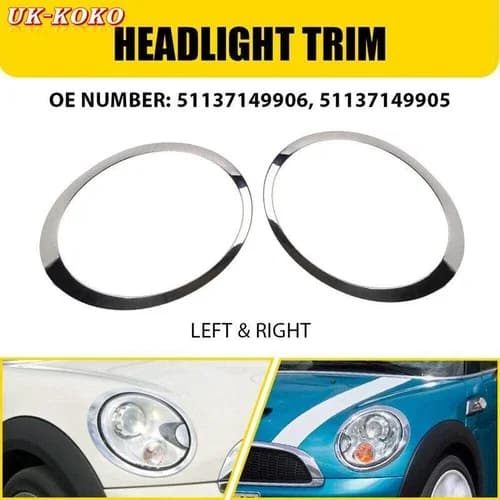 Headlight Outer Decor Ring Trim Frame For MINI Cooper S R55 R56 R57 2007-2015 Head Lamp Bezel OE 51137149905 51137149906