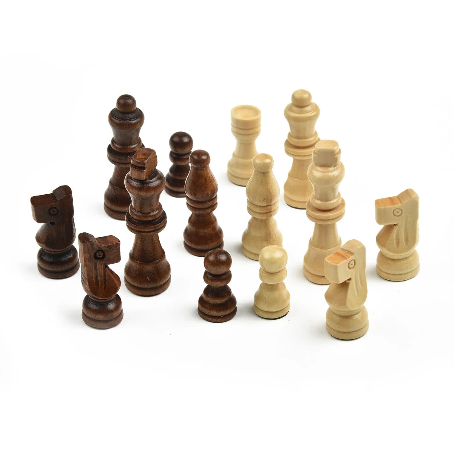 Intricately Carved Wooden Chess Set 32pcs for Standard Board Play Offering Construction and Elegant Aesthetic Look