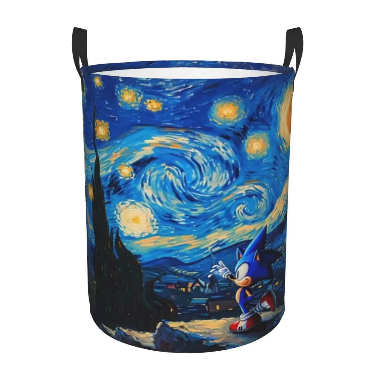 Custom S-Soniced Anime Laundry Basket Foldable Large Capacity Clothing Storage Bin Hedgehogs Video Game Hamper
