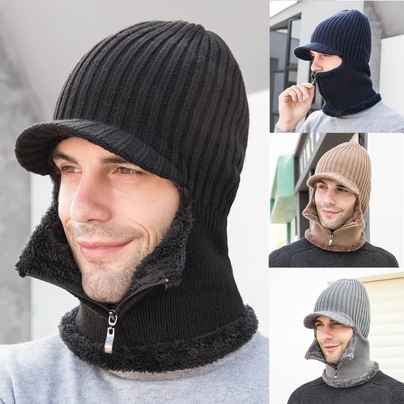 Nuovi uomini alla moda inverno caldo cappello lavorato a maglia cappelli di protezione per le orecchie all'aperto caldo spesso bicicletta lavorato a maglia Capd sciarpa antivento tenere al caldo berretti