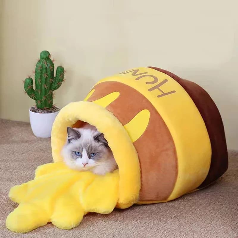 Honeypot Tappetino per gatti Inverno caldo Gatto Barattolo di miele Letto grotta Cestino per cani per cani di piccola taglia Gattino Cuscino in peluche Lettino Cane Gatti Casa