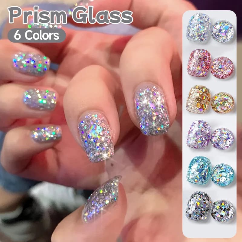 UR SUGAR Set di 6 Smalti Gel Glitterati, Paillettes Argento Brillanti, Kit di Smalti Gel UV LED Semipermanenti per Nail Art Estiva