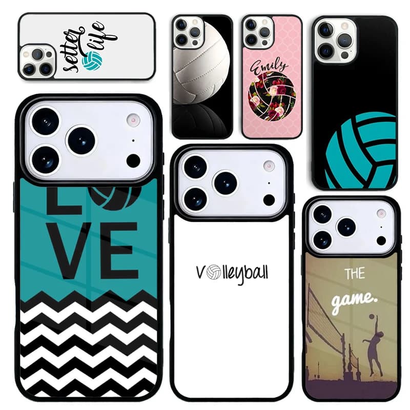 Cover per iPhone 17 Air 16 Pro Max 15 Plus 11 13 Mini 14 12, Custodia Posteriore per Telefono, Design Sportivo Pallavolo alla Moda