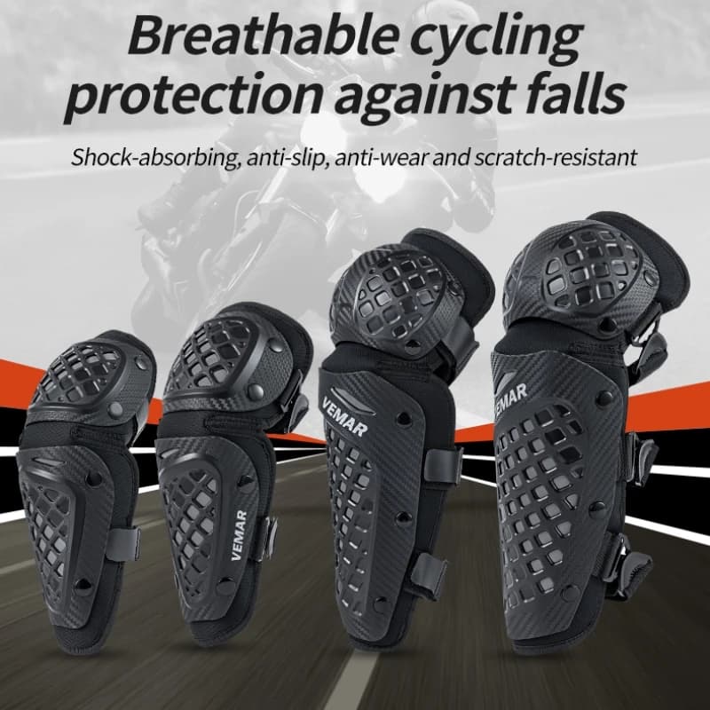 Set di Protezioni VEMAR per Ginocchia e Gomiti, 4 Pezzi, Unisex per Adulti, Attrezzatura Protettiva per Motocross, Moto, Fuoristrada, MTB e Dirt Bike
