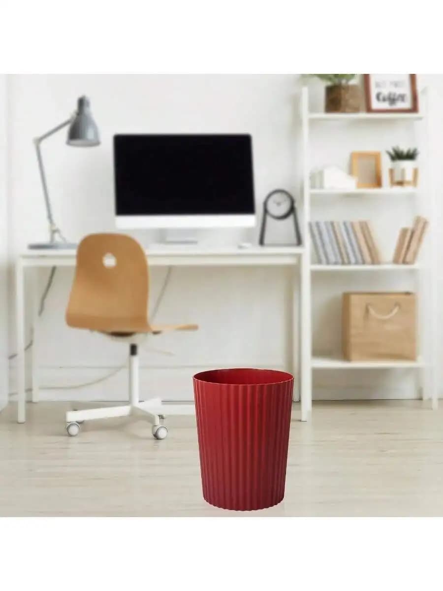 Small Plastic Trash Can Round Wastebasket Bin For Bathroom Kitchen Bedroom Home Office Dorm Dark Red