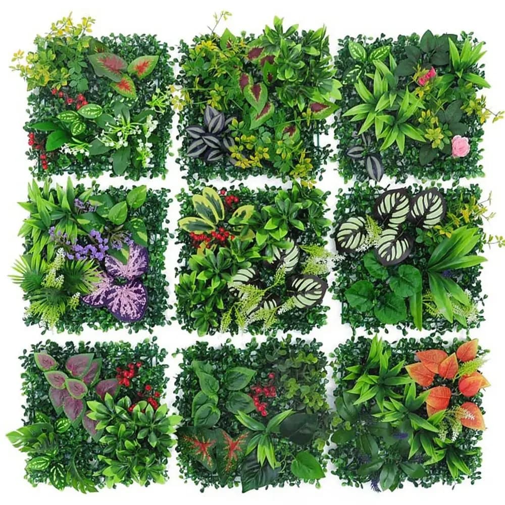 Walls of Artificial Plants in Plastic Green Do-it-your Simulation Plant Sheet 25 * 25 cm Eternal Life Plants Panel DIY Wedding Background