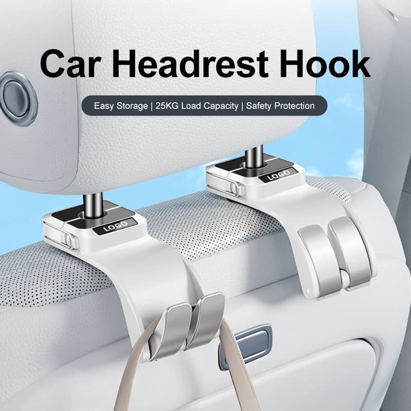 Universal Car Seat Headrest Hooks 2 in 1 Soft Leather Car Seat Back Hook for Purse and Bag Backpack Double Hook Car Seat Hanger