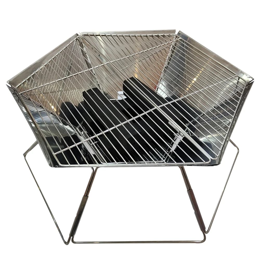 Griglia BBQ Portatile da Campeggio, Barbecue Affumicato Pieghevole in Acciaio Inox, Fornello BBQ Portatile