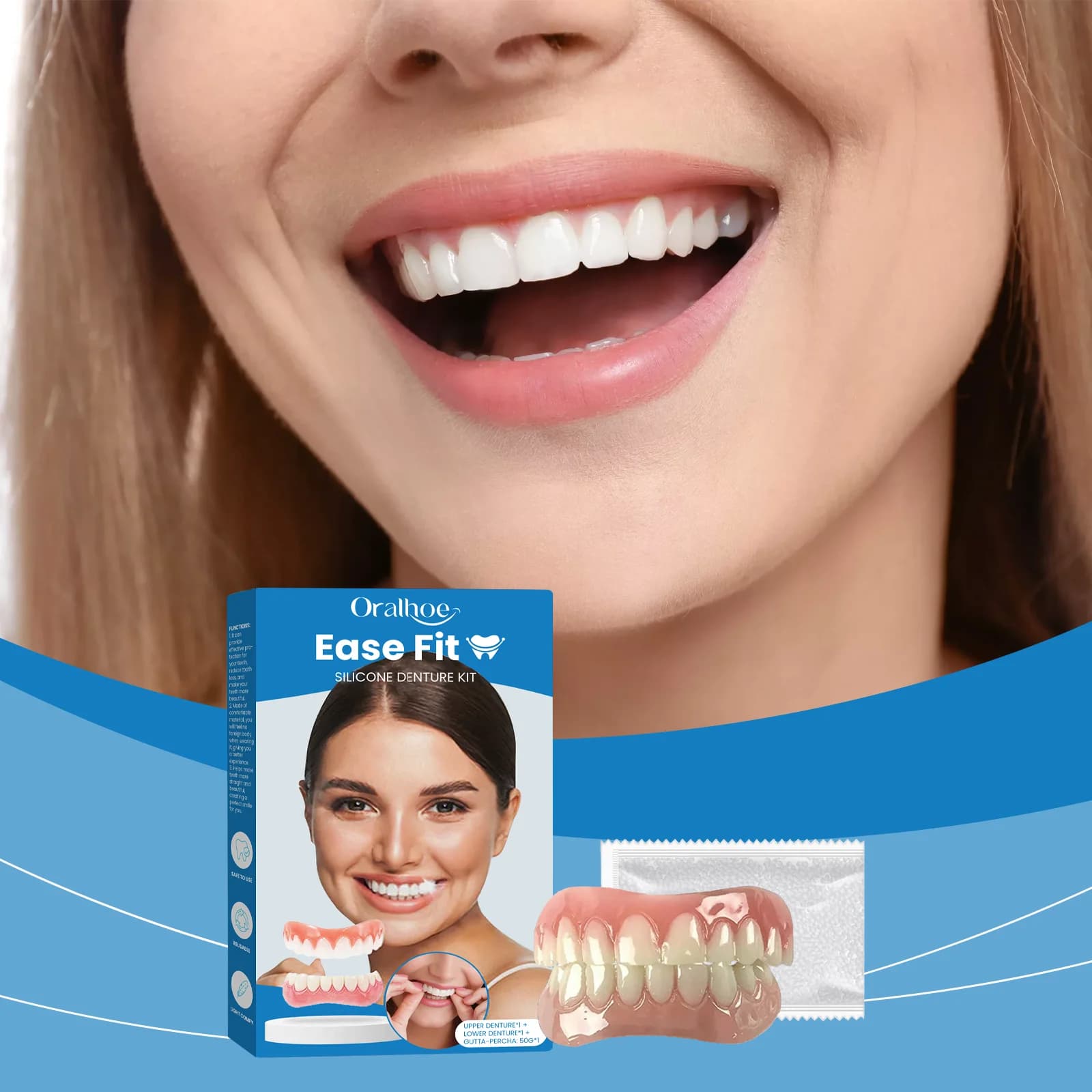 Kit di Bellezza per Denti Finti, Faccette per un Sorriso Perfetto, Denti Artificiali Senza Cuciture, Igiene Orale, Sbiancamento Denti, Apparecchi Ortodontici Simulati