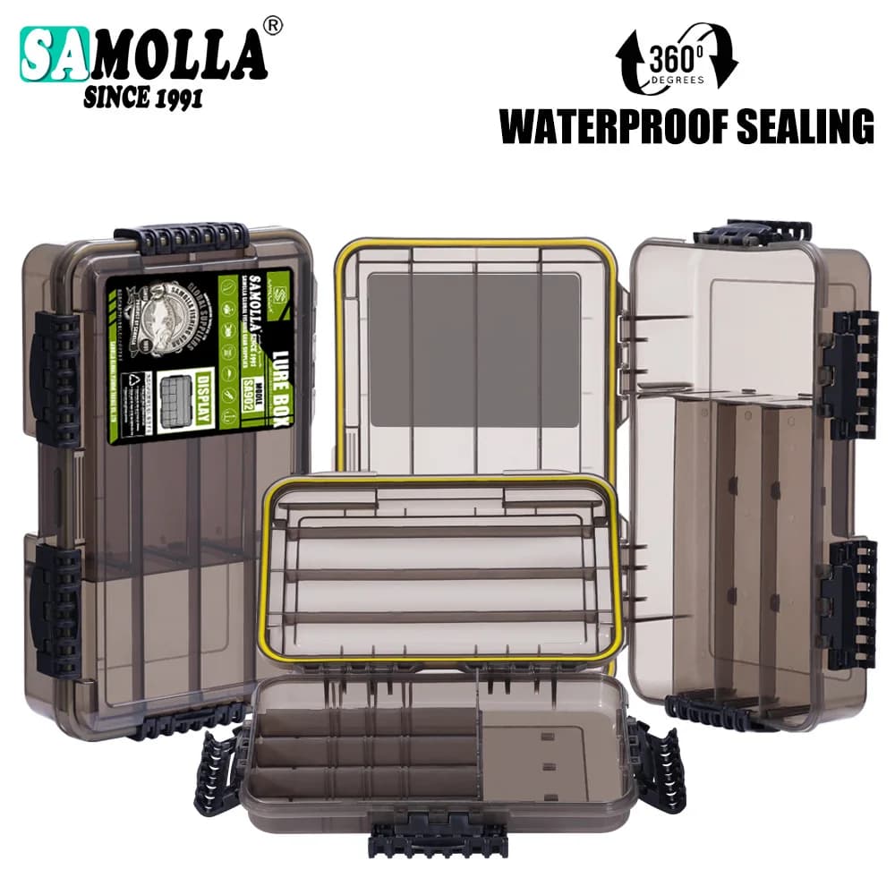 SAMOLLA New extra large waterproof bait box with 360 degree closure, fishing gear case, for baits, hooks, gift for fishermen