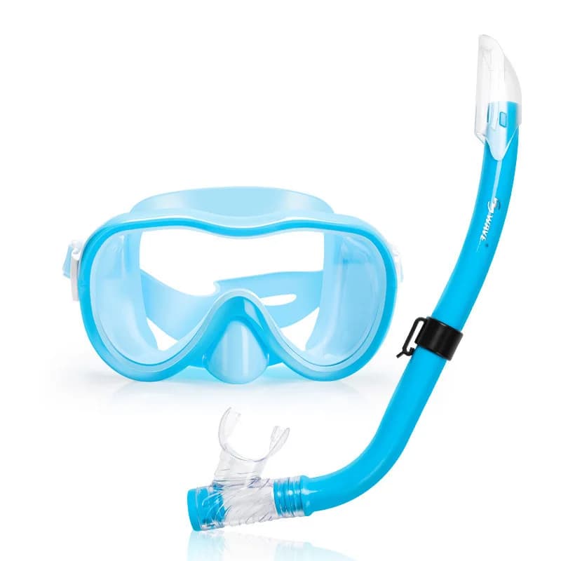 Snorkeling set for children with semi-dryer mouthpiece and wide-ranging swimming glasses for children's swimming and snorkeling