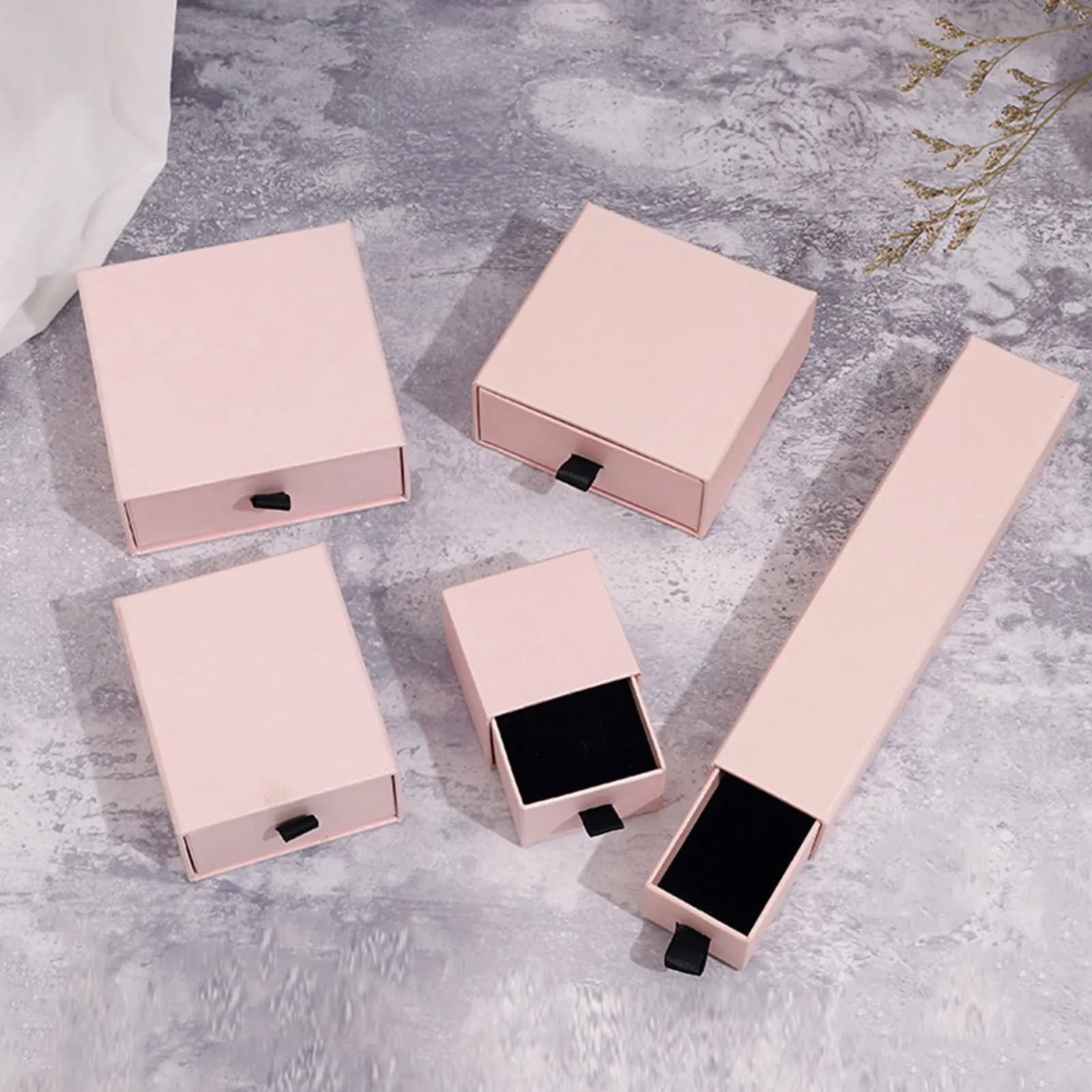 5Pcs High Quality Environmental Paper Jewelry Storage Box Portable Elegant Gift Box for Jewelry Organizer Necklace Ring Earring