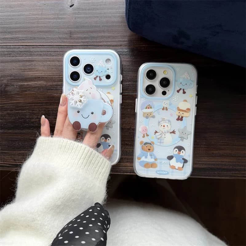 Nuova custodia magnetica per telefono pinguino carino per iPhone 17 Pro 16 15 14 Pro Max Cover con supporto per gelato Magsafe