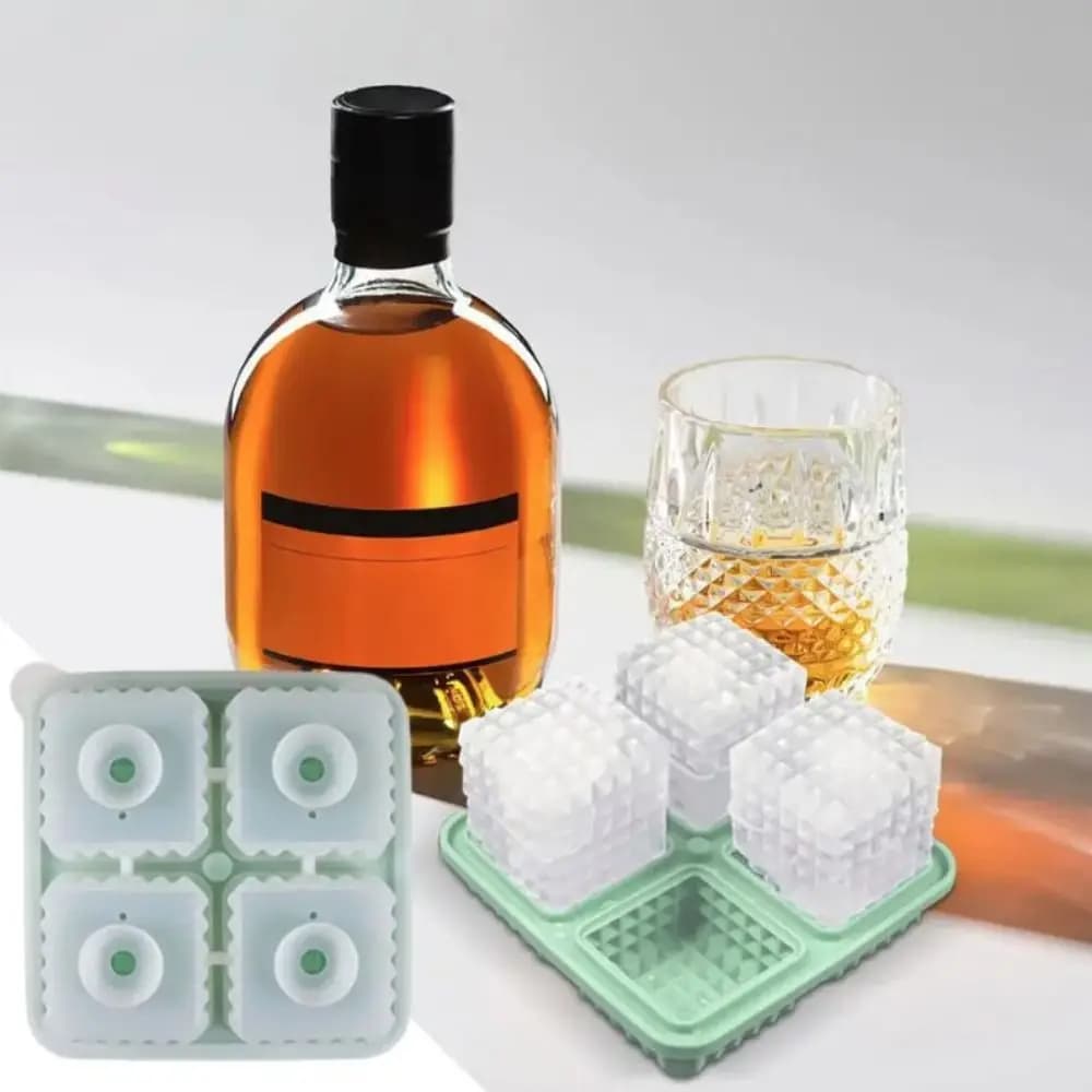 Stampo per Cubetti di Ghiaccio Quadrati in Silicone Multifunzionale, Riutilizzabile con Coperchio, Vassoio per Ghiaccio per Whisky, Stampo Antiaderente per Palline di Ghiaccio per Cocktail