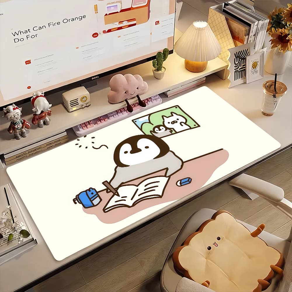 Tappetino per mouse Cartoon Penguin, tappetino per computer in gomma antiscivolo, decorazione per gamer, tappetino da scrivania per laptop, ufficio, grande