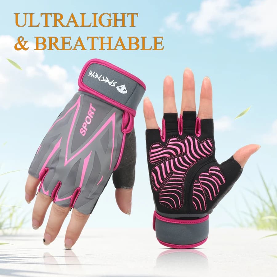 Workout Half Finger Gloves with Anti-Slip Shock-Absorbing Pad Exercise Fingerless Gloves for Weight Lifting Cycling Gym Training