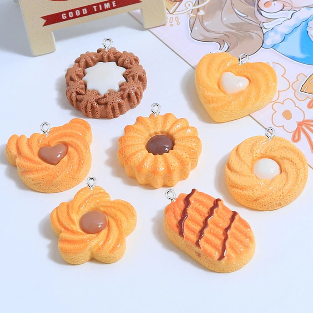 10PCS Cookie Series Flat Back Charms per orecchini bracciale tornante gioielli fai da te ciondoli accessori per la decorazione