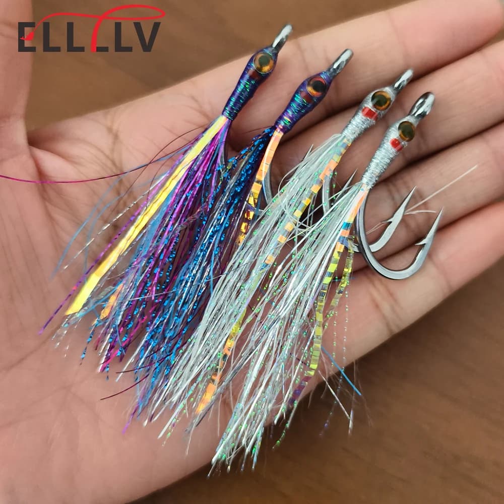 Acqua salata Minnow Fly 4/0 Gancio in acciaio inossidabile Testa epossidica Flash luminoso Tinsel Richiamo di pesca a mosca per luccio Mare Trota Bass Tarpon