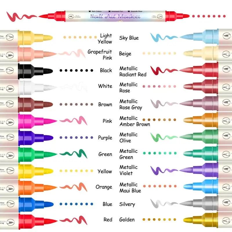 12/24 Penne per nail art a colori Penne per smalto da 0,5 mm Disegno Pittura Punto Liner Kit penna dipinta