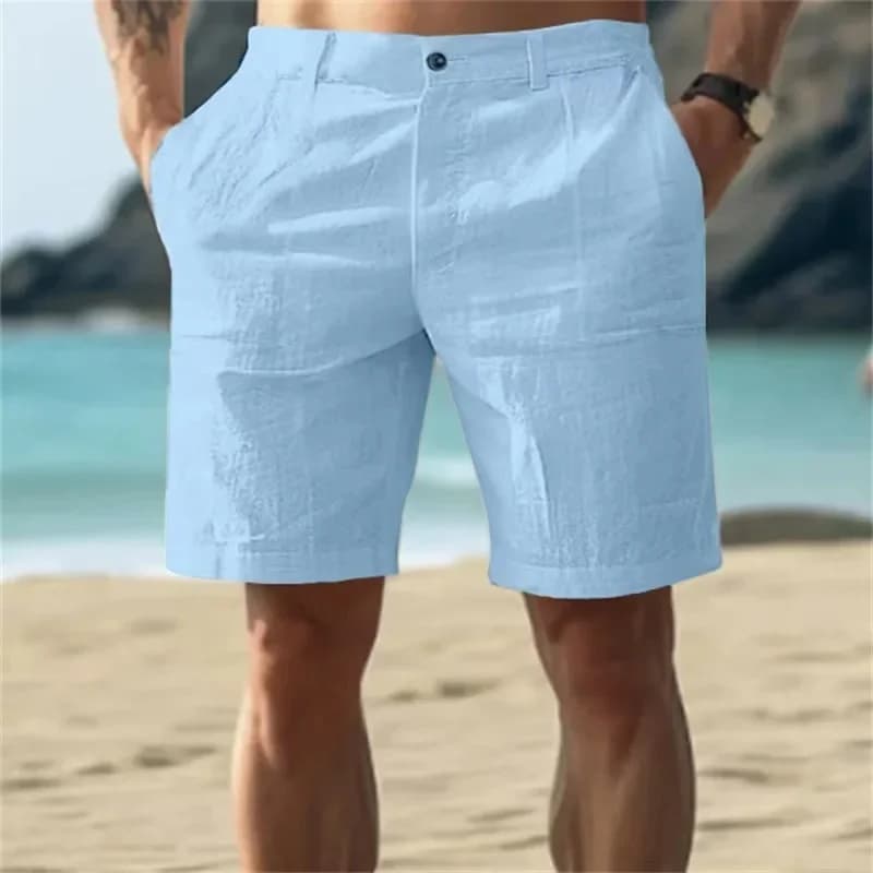 Men's Cotton Linen Shorts Pants Male Summer Breathable Solid Color Linen Trousers Beach Shorts Fitness Streetwear Mens Shorts