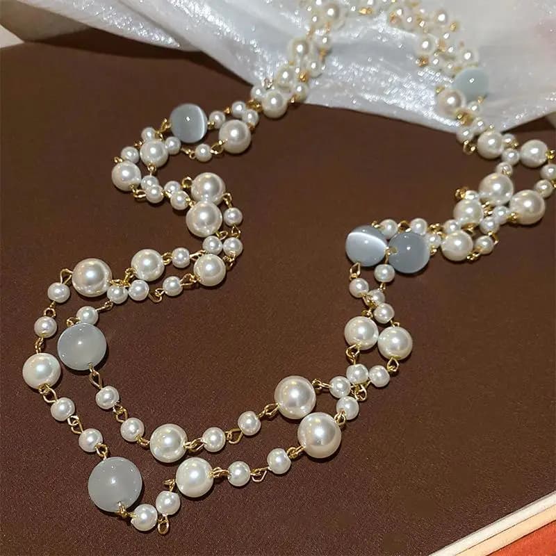 Set Collana con Perle di Rosa, Stile Francese di Lusso, Catena per Clavicola di Alta Gamma, Nuova Collana Elegante