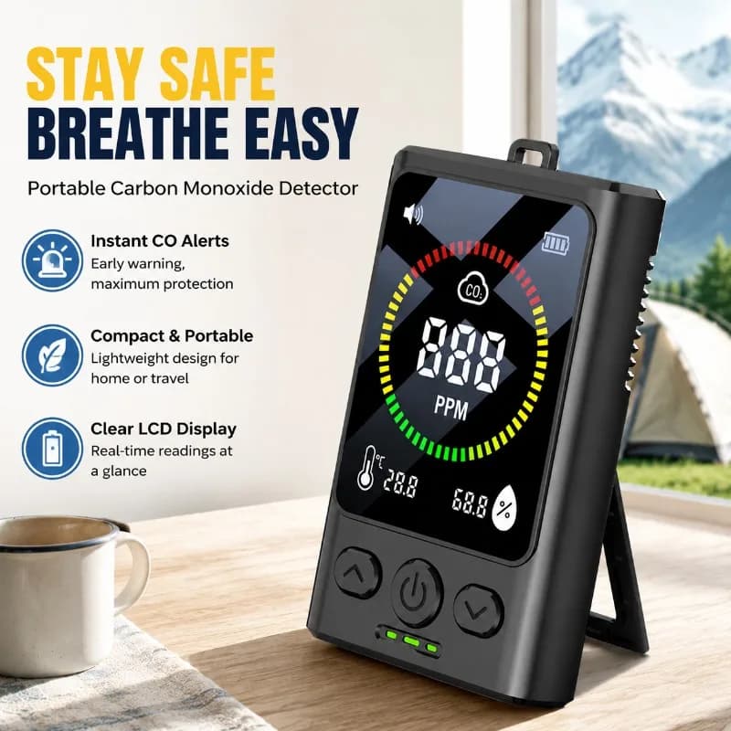 Portable Carbon Monoxide Detector CO Alarm Sensor for Home and Outdoor Camping High Sensitivity Warning Equipment Monitor