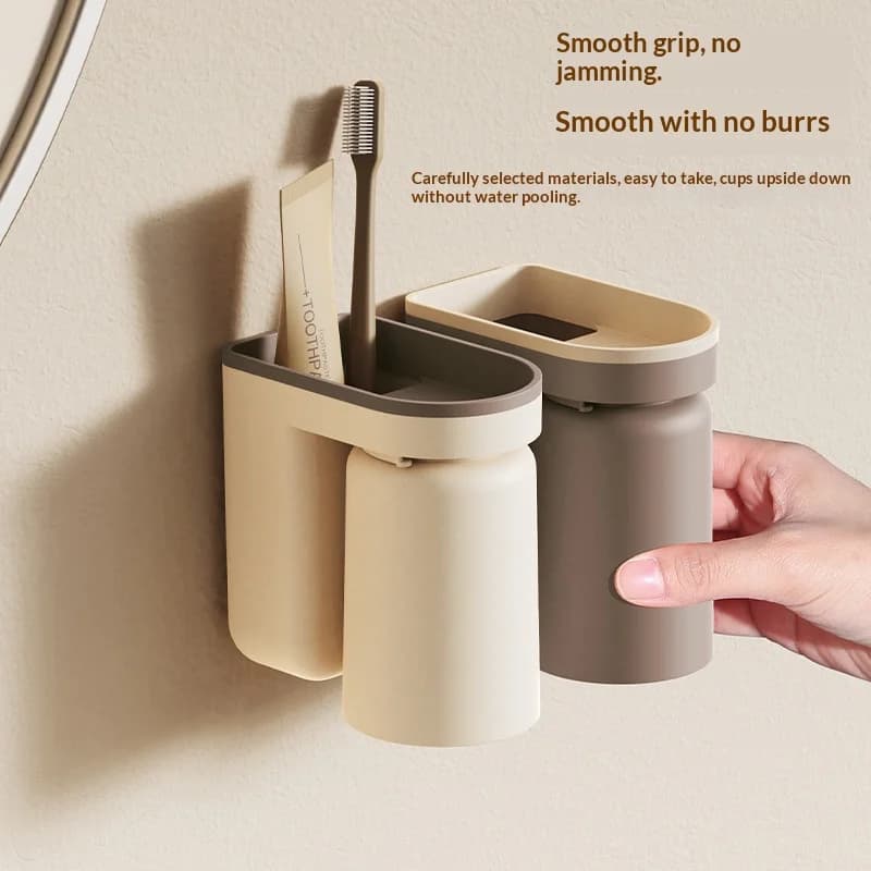Innovative Toothbrush Holder Without Drilling Lightweight Luxury Mouthwash Cup Toothbrush Cup Wall-mounted Bathroom Storage Box