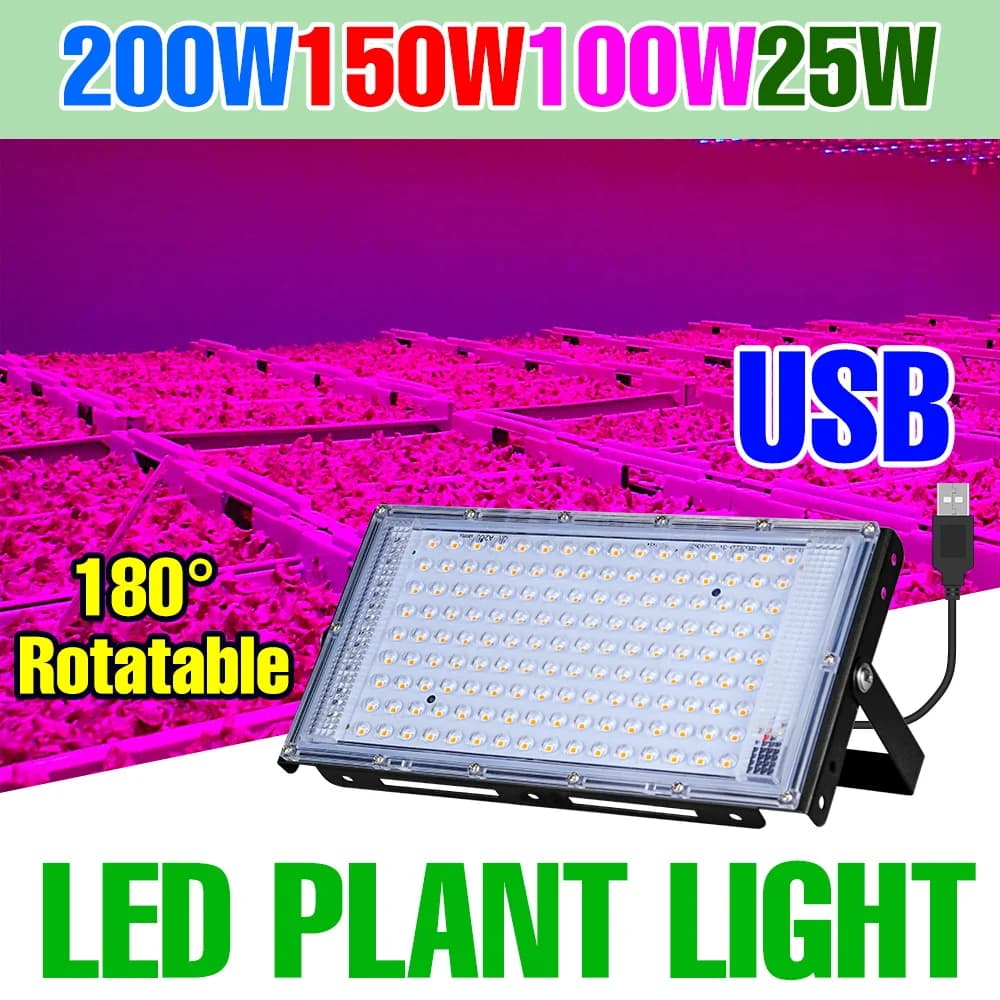 Complete LED Lamp for Cultivation Plants, USB, for Interior, Growing Grass Plants, Serre, Semenzai, Fiori, Lighting for Plants in Vase