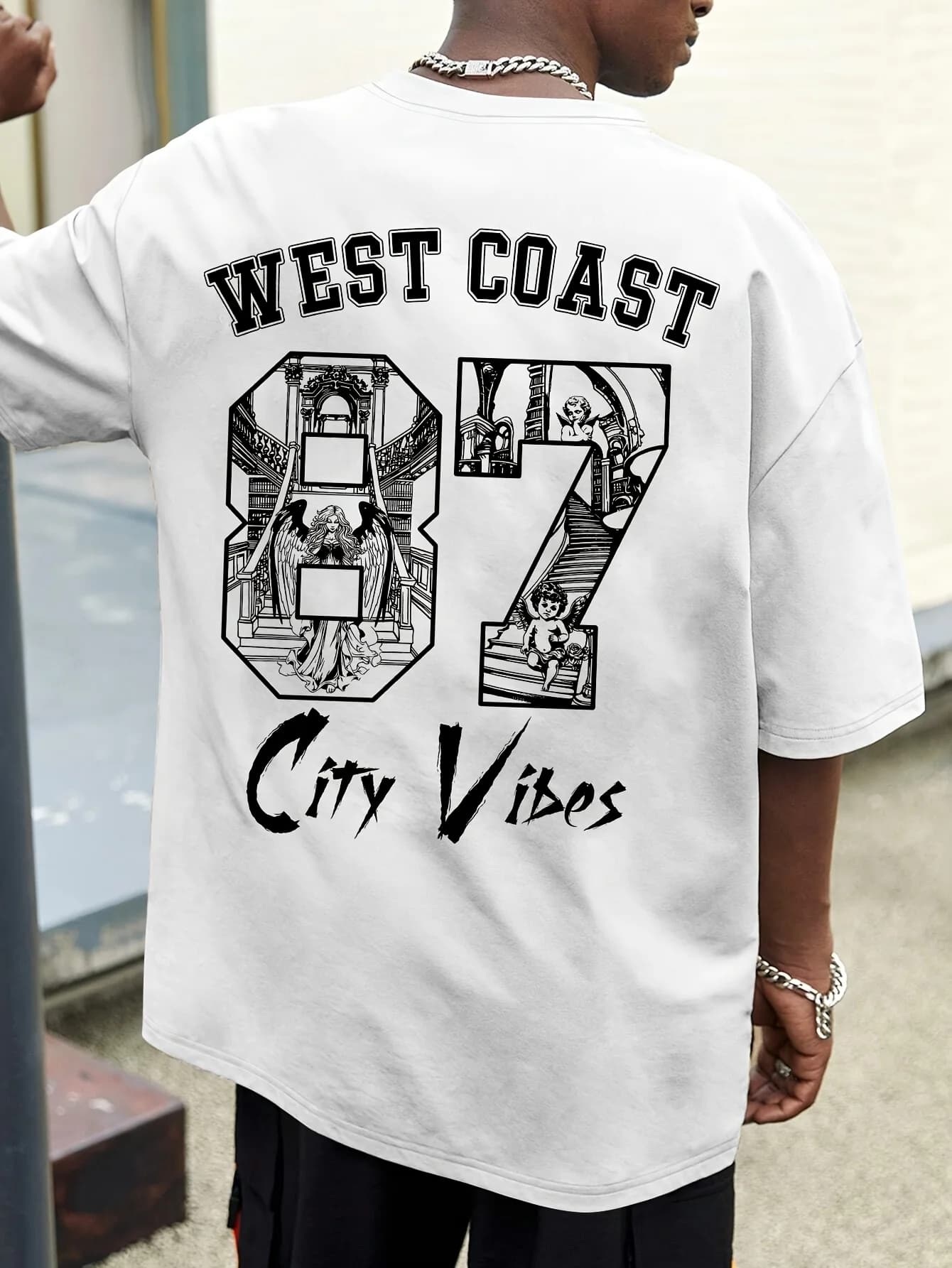T-Shirt Casual da Uomo Stile West Coast con Stampa alla Moda, Nuovo Design Confortevole con Collo Rotondo