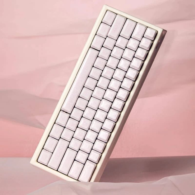Pink Ice Crack Ceramic Keycap Set Full Set 114 Key Custom Keycaps for Mechanical Keyboard Magnetic Axis Key Caps PC Collect Gift