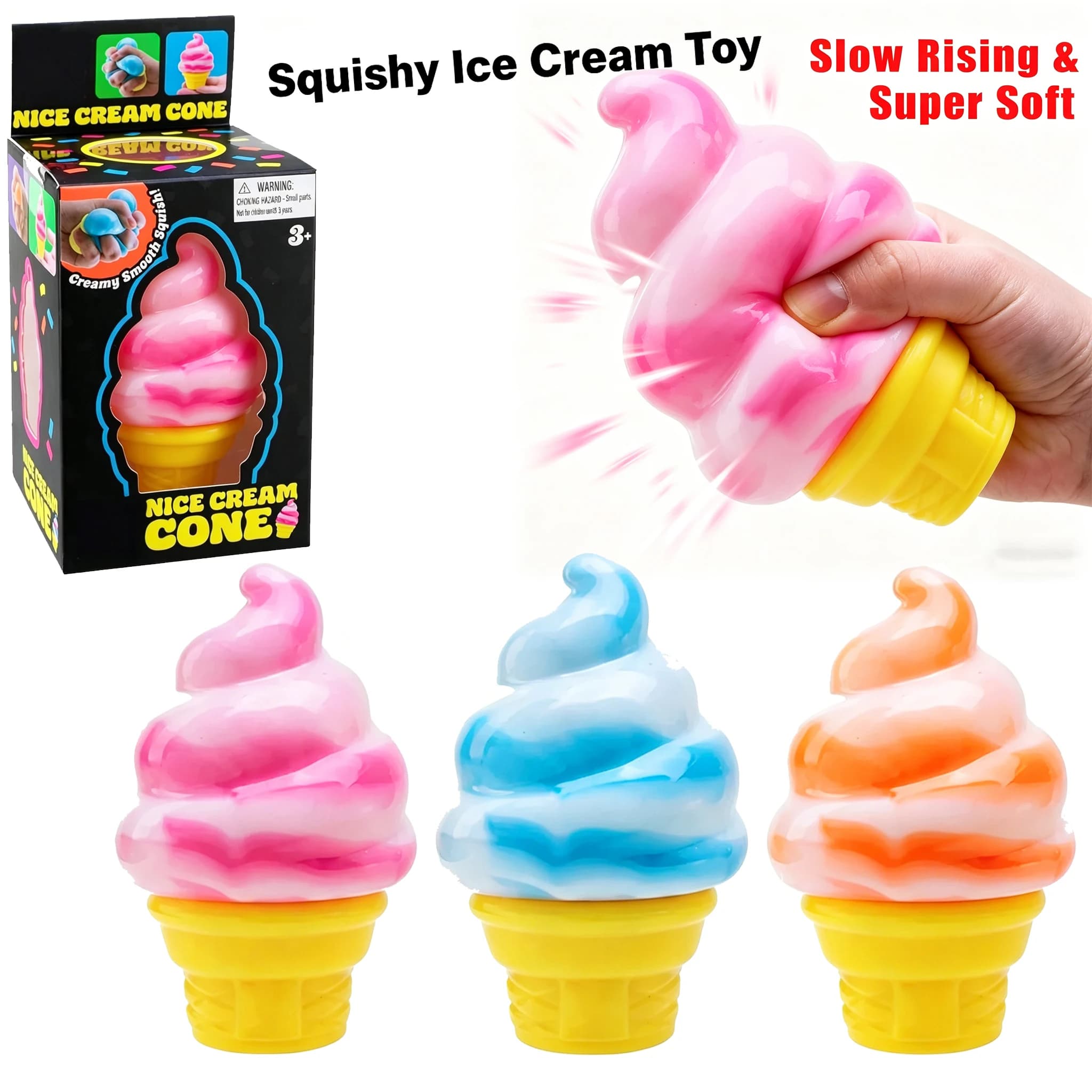 Giocattolo Antistress a Forma di Cono Gelato, Regalo per Alleviare lo Stress, Giocattolo Sensoriale Morbido per Ufficio, Casa, Bambini e Adulti