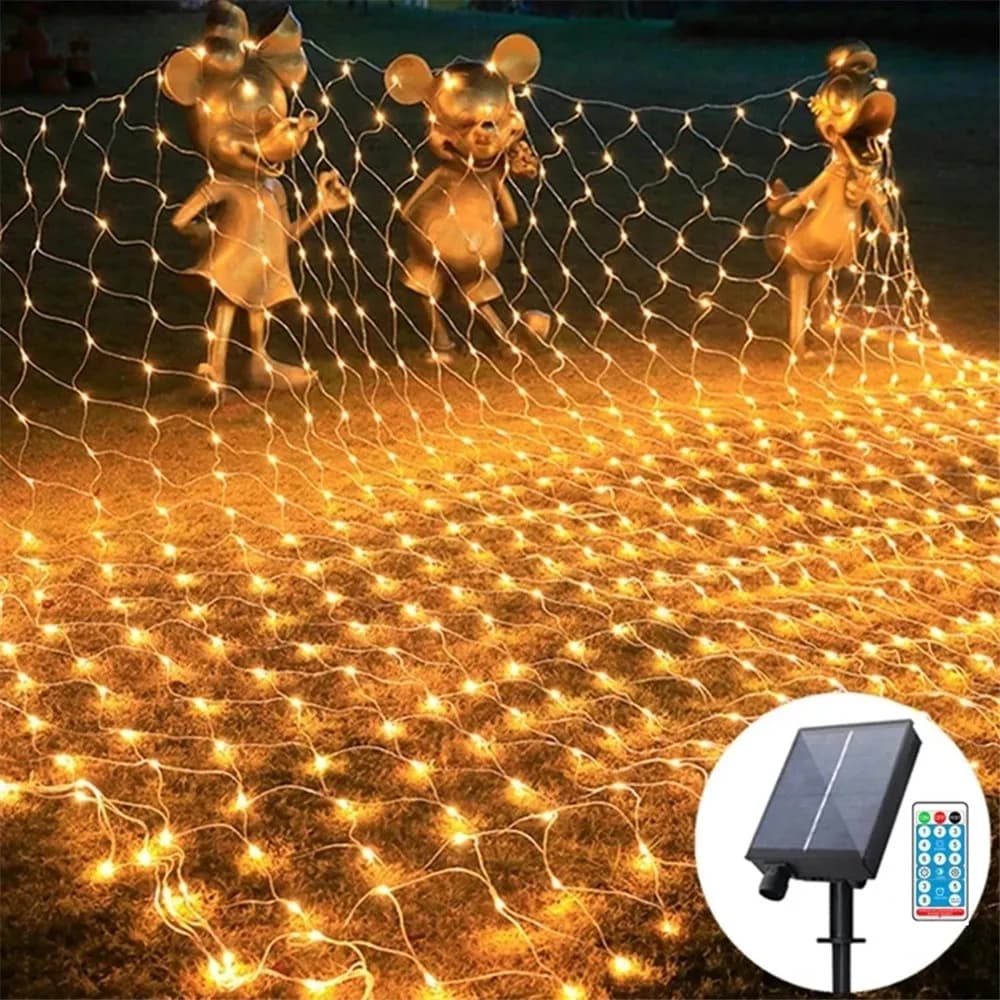 Stringa solare 1,5x1,5 m Luci per tende nette Fata String Light Ghirlanda Festival Decorazione natalizia Festa di nozze di Capodanno