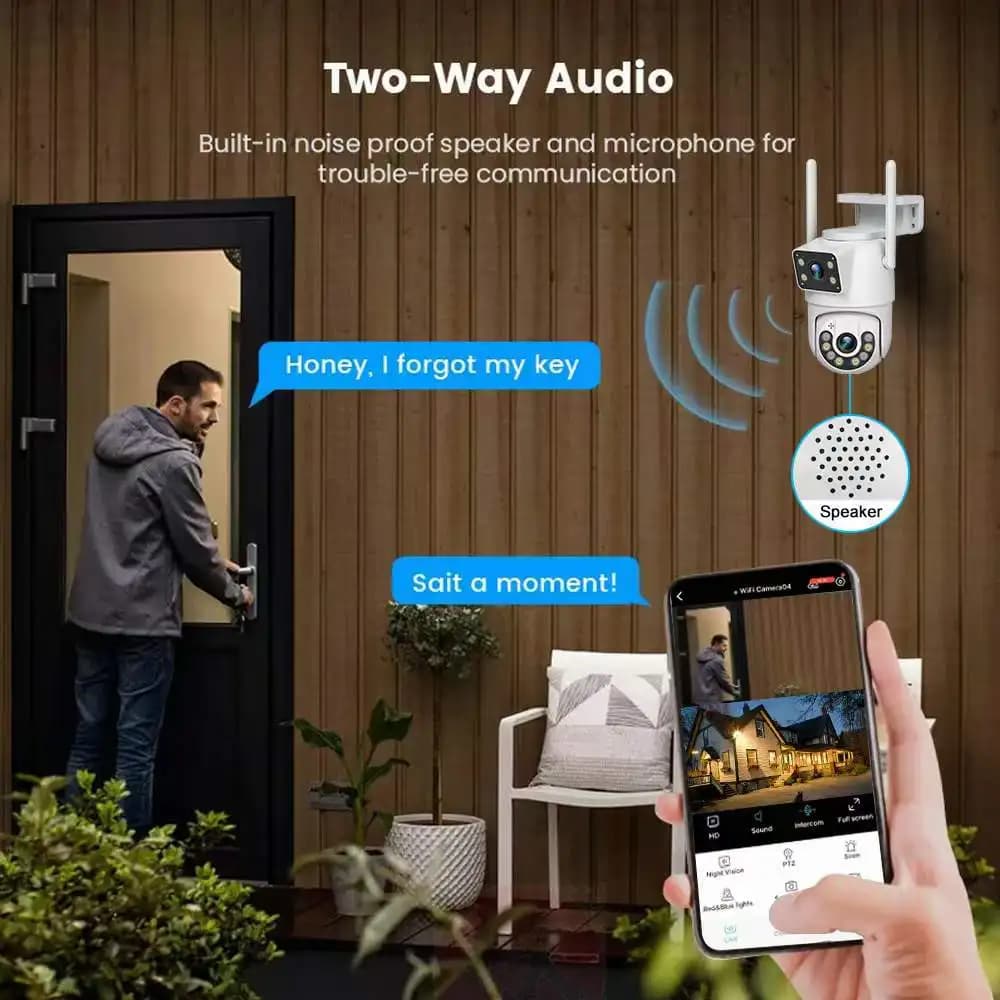 4MP UHD O-kam APP 2.4G e 5G Dual Lens Wireless PTZ IP Dome Camera a colori AI Rilevazione umanoide Sicurezza domestica CCTV Baby Monitor