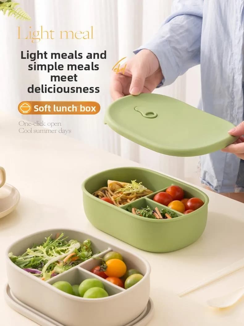 Contenitore per Pranzo in Silicone di Grado Alimentare con Scomparti, per Riduzione del Grasso, per Lavoro e Studenti, Conservazione Frutta, Adatto al Microonde
