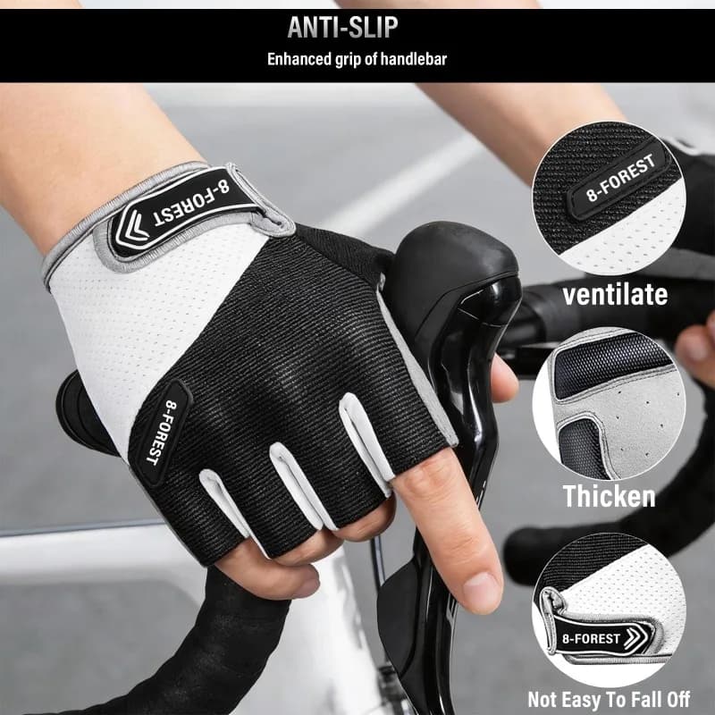 Guanti da Ciclismo Ammortizzanti Traspiranti e Confortevoli per Moto, MTB, Bici da Strada, con Chiusura a Strappo, Guanti per Sport all'Aperto