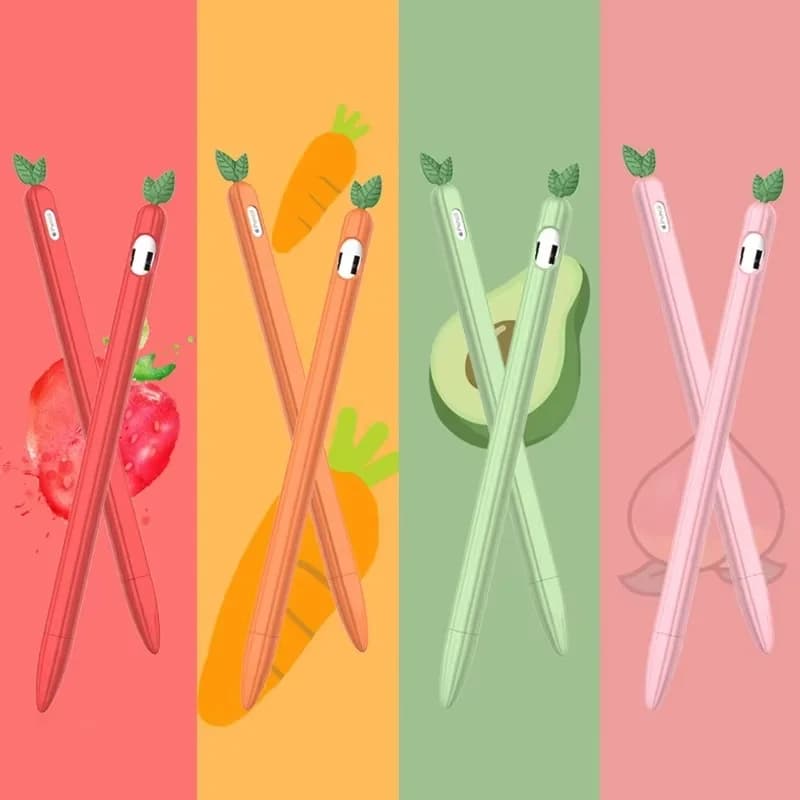Custodia per penna in silicone morbido vegetale carino per Apple Pencil 1 2 Custodia protettiva antiscivolo per Apple Pencil 1a 2a generazione