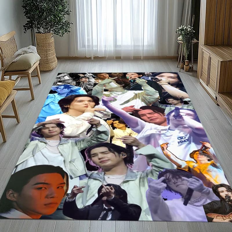 Tappeto Antiscivolo SUGA Agust D Kpop B-BTS per Soggiorno, Morbido Tappeto per Camera da Letto, Sala Giochi, Divano, Decorazione Casa, Regalo