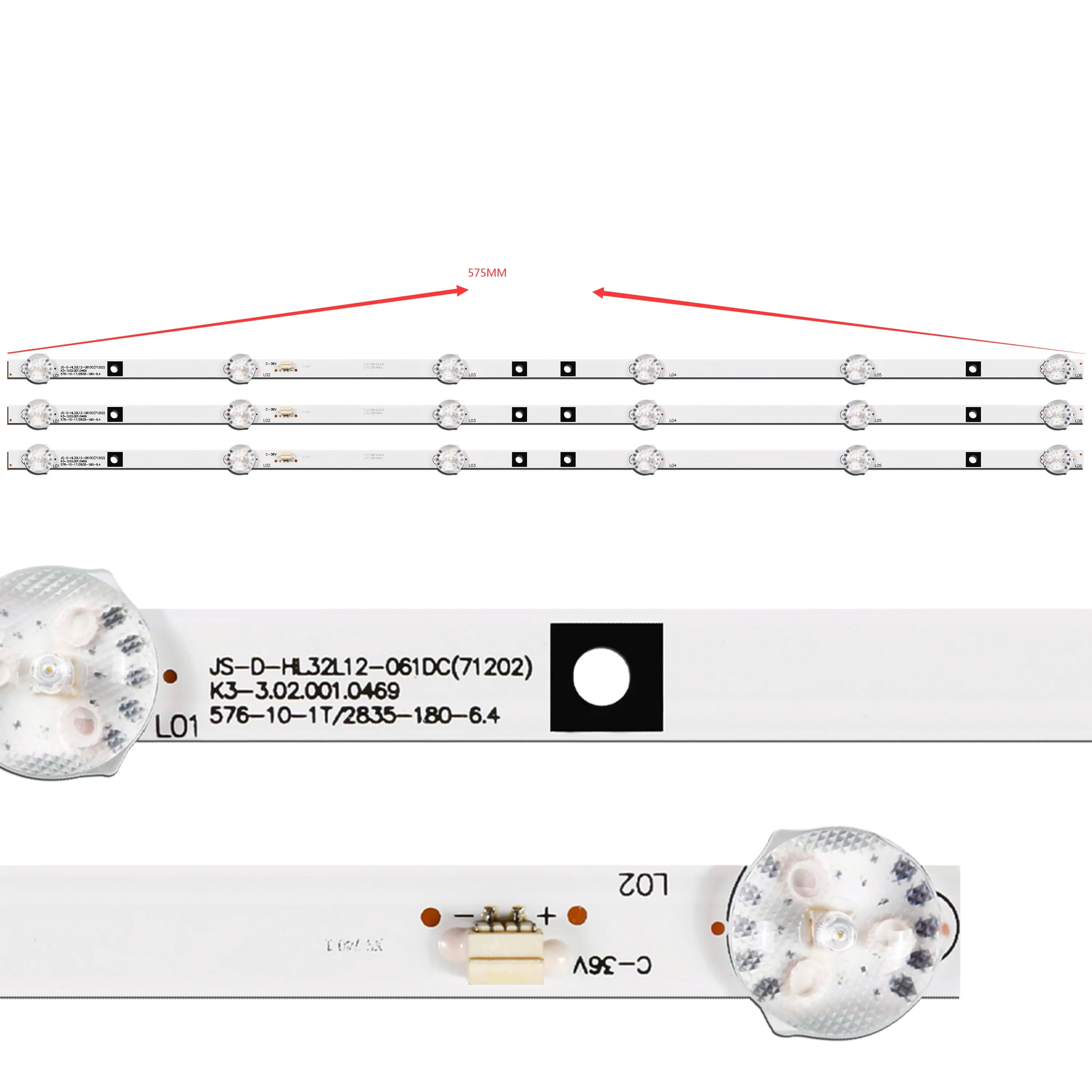 Per TV da 32 "32LD101 LED32HD310 AKAI LEA-32B49P HD32-D2 32LE12J LED32HD530 Striscia LED RH43-D3202X-06A-JF SJ.HL.D3200601-2835BS-F