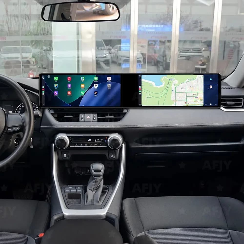 Autoradio Android with double 12.3 inch screen for Toyota RAV4 2020-2022, CarPlay multimedia player, GPS car navigator.
