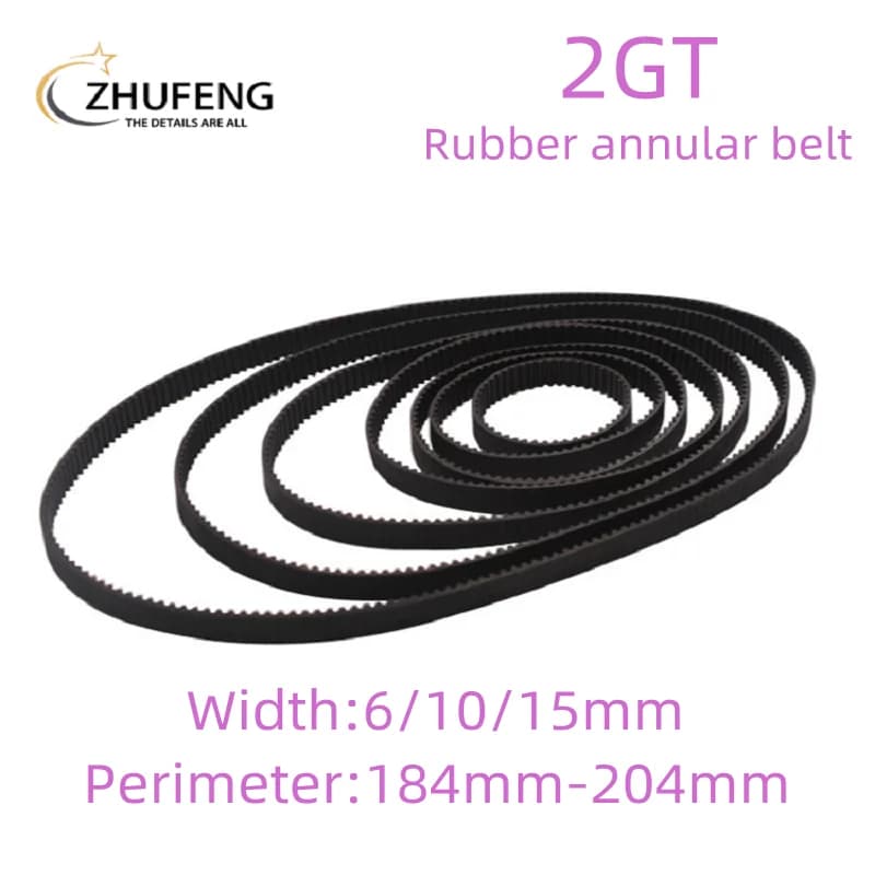 Accessori per stampante 3D 2GT Gomma anulare sincrona 2M Lunghezza passo Larghezza di banda della cinghia 6/10/15mm Perimetro 184mm-204mm