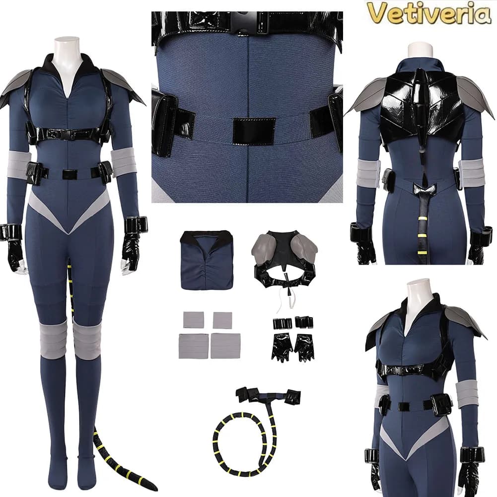 Selina Kyle Cosplay Costume Jumpsuit Vest Belt Tail Wristband Gloves Clothing Outfit Halloween Carnival Party Fantasy Women Suit