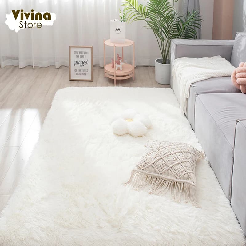 Tappetino soffice Tappeti per camera da letto Tappeto in peluche bianco Stile nordico per camera dei bambini Tavolino Tappeto Carino arredamento della camera Morbido Shaggy