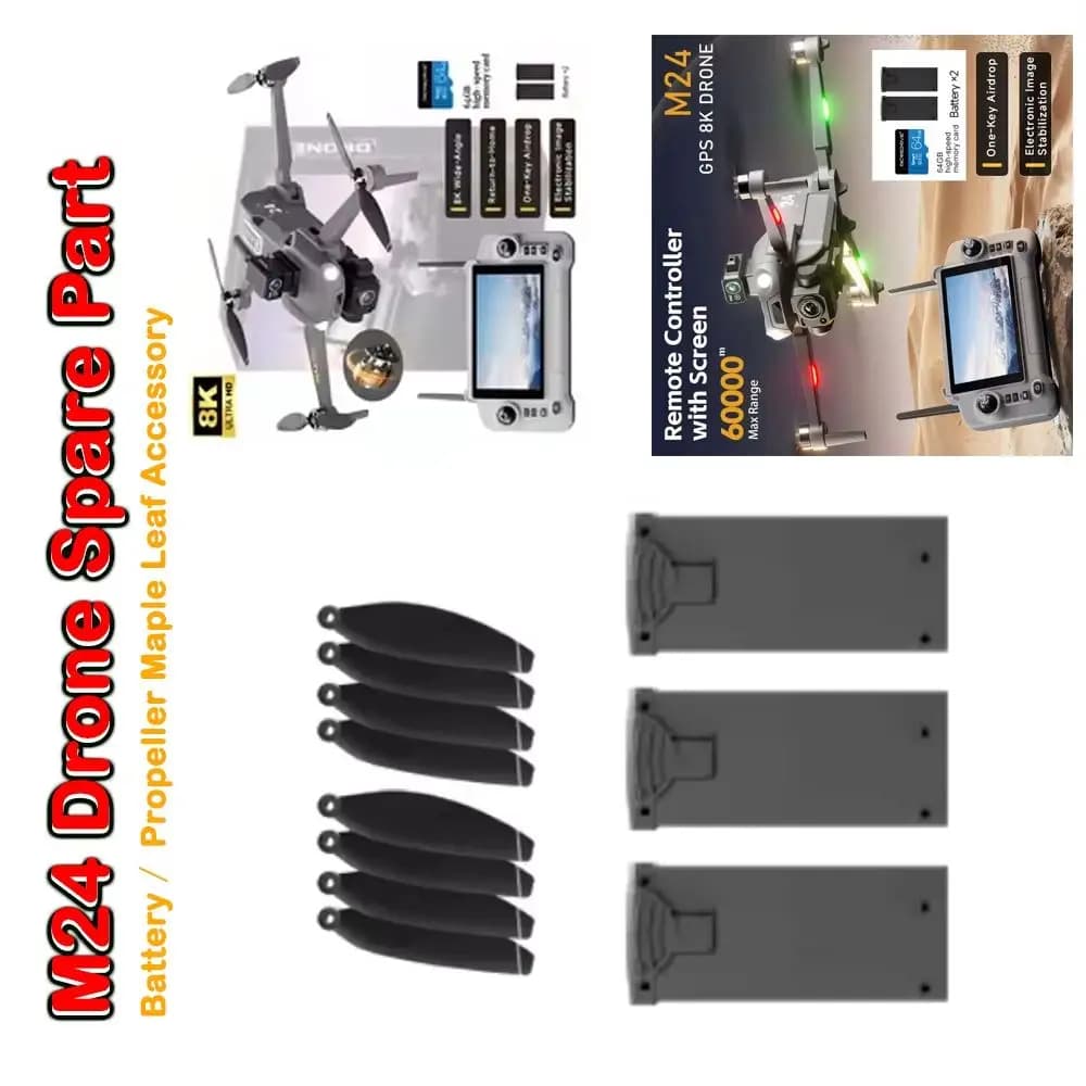 Nuovo Drone M24 con Schermo Grande, Parti di Ricambio: Elica / Batteria Lipo 7.4V 3000mAh, Accessorio