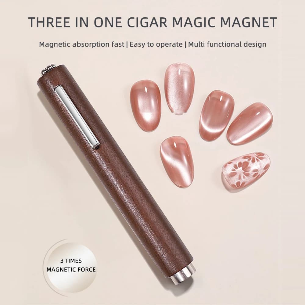Penna magnetica in legno 3in1 Strumento per nail art con forte forza magnetica per smalto gel Cat Eye, bastoncino magnetico per manicure multifunzionale