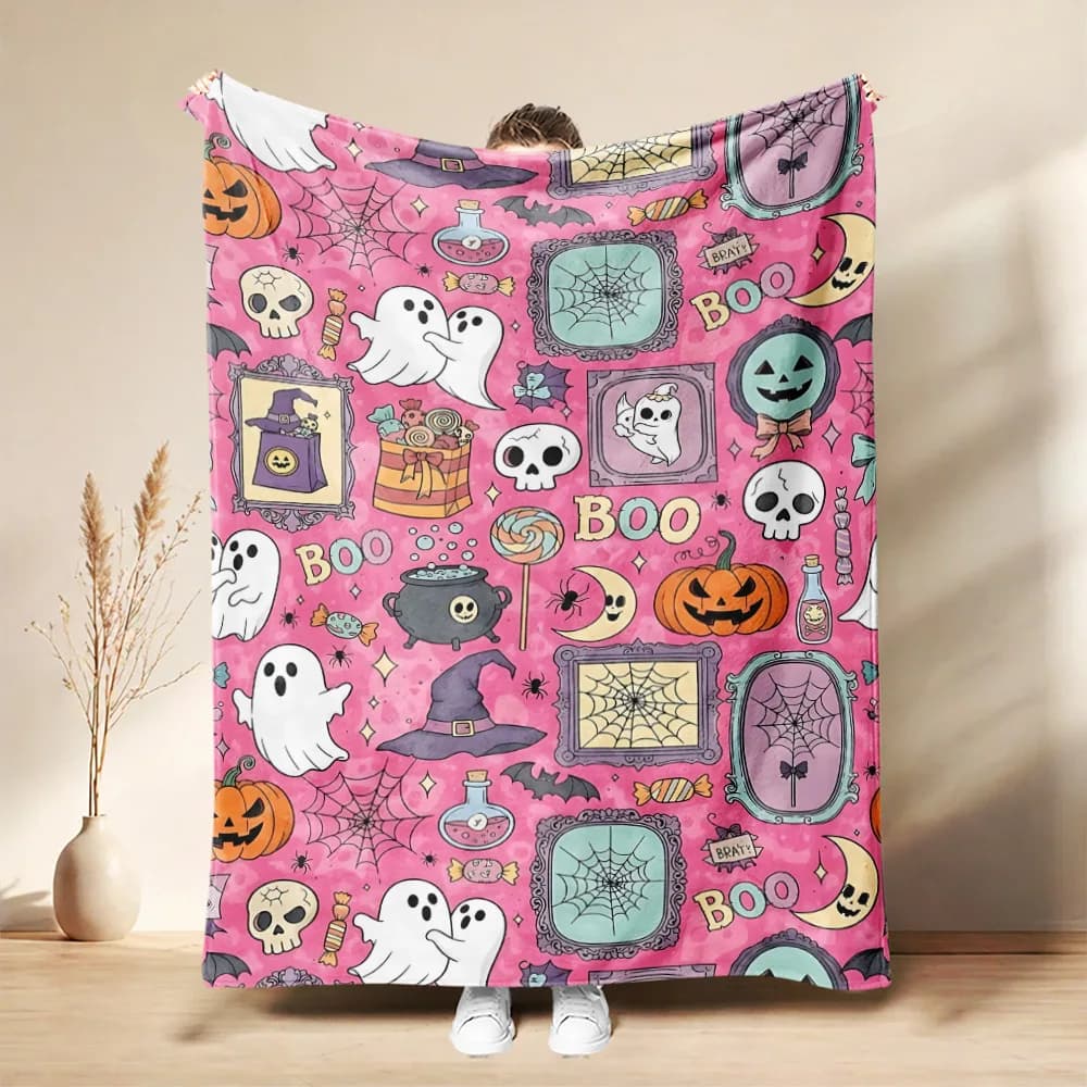 Korean Fashion Flannel Blanket, Kat-seye Music Warm Throw Blanket for Winter Couch Bed Fluffy Bedspread, Gift for Back-to-school