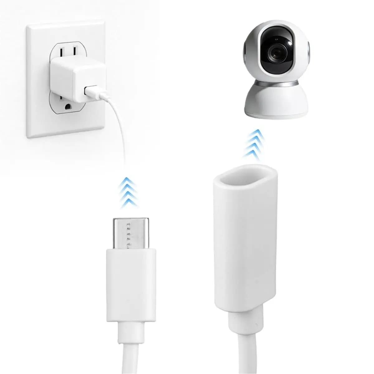 ABAN USB C Extension Cable, USB C Male to Female Extender Cord with Clips & Waterproof Case for Ring Pan-Tilt Indoor Cam 20ft