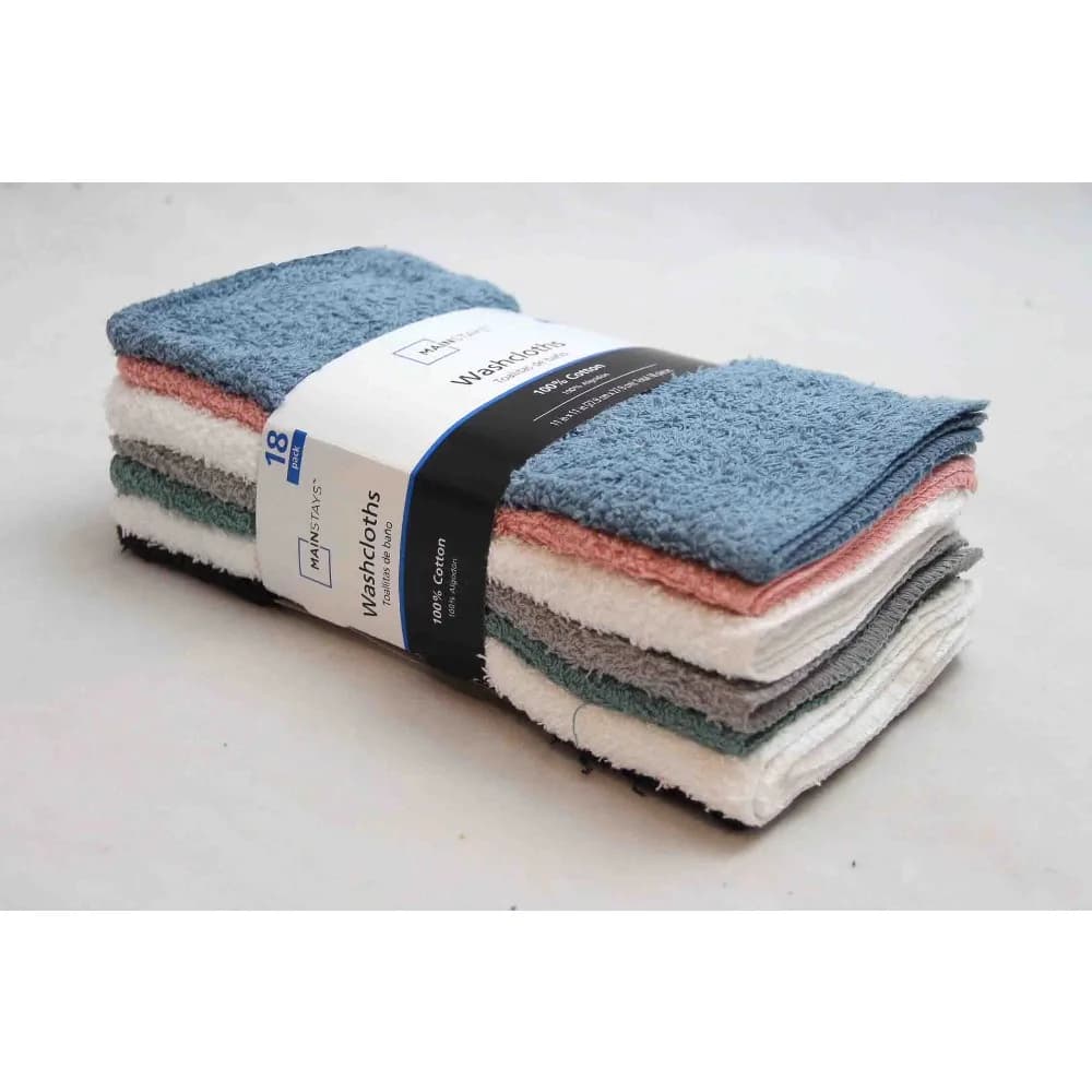 18-Pack Soft Pastel Washcloths Bulk Set for Bath Face and Hands